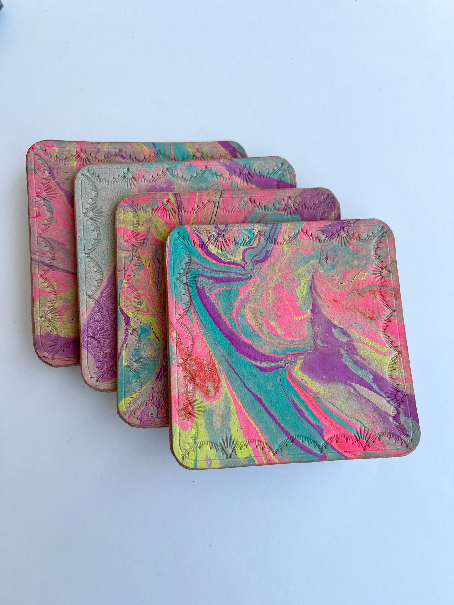 Image of Stamped Marbled Coasters 