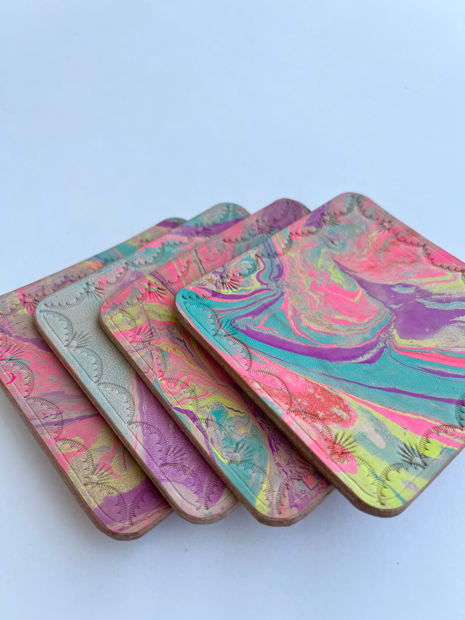 Image of Stamped Marbled Coasters 