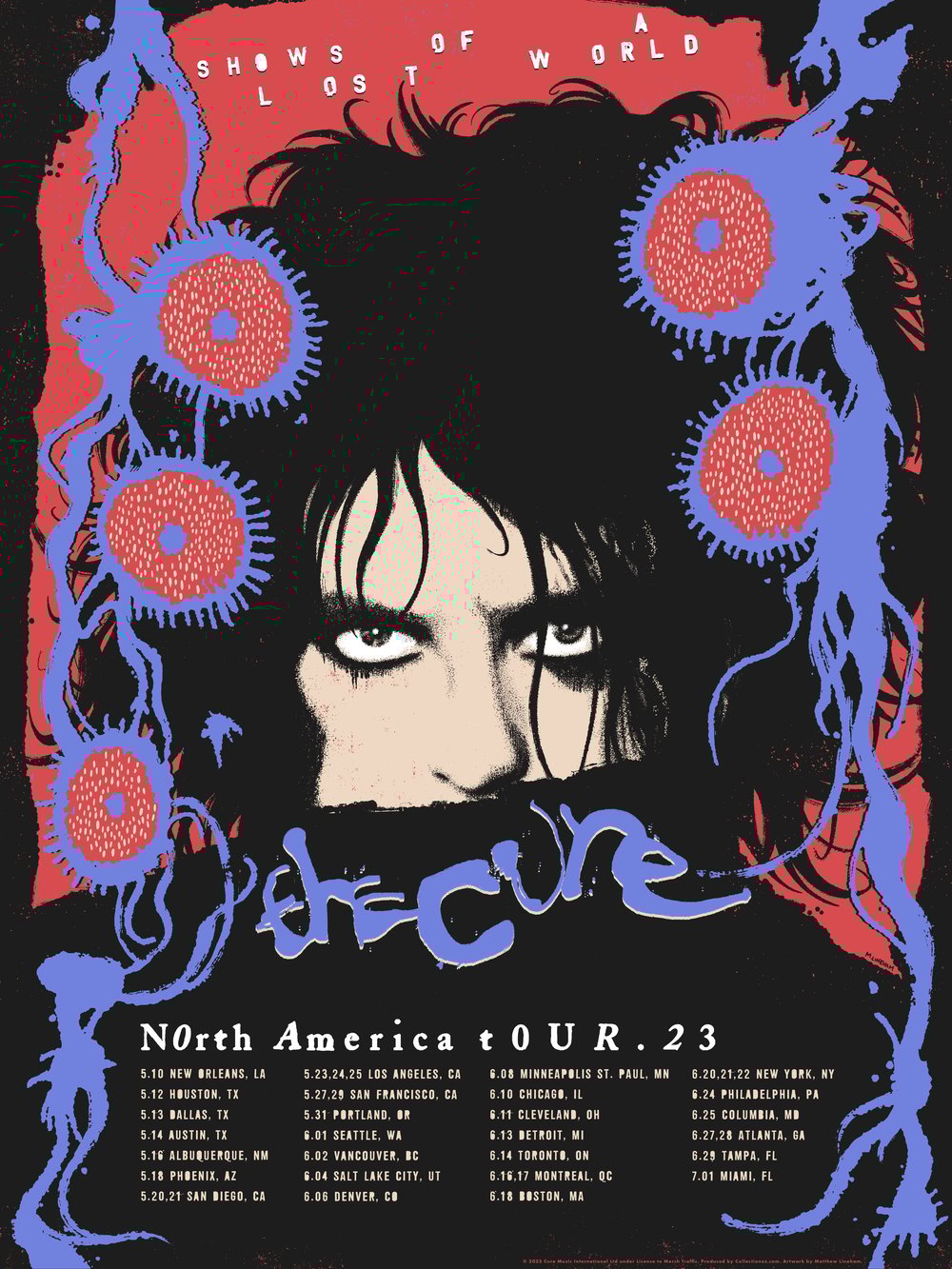 The Cure – North American Tour Poster – Red/ Soft Blue