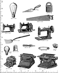 Image 1 of Typewriter/Sewing Machine/Saw/Bulbs Rubber Stamps P100