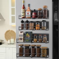 4 Pack Magnetic Spice Rack for Refrigerator, Heavy-duty Magnetic Shelf