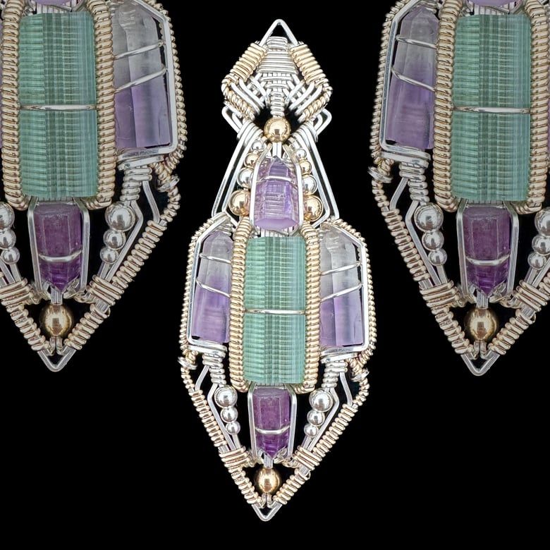 Image of Blue Tourmaline and Amethyst Talisman