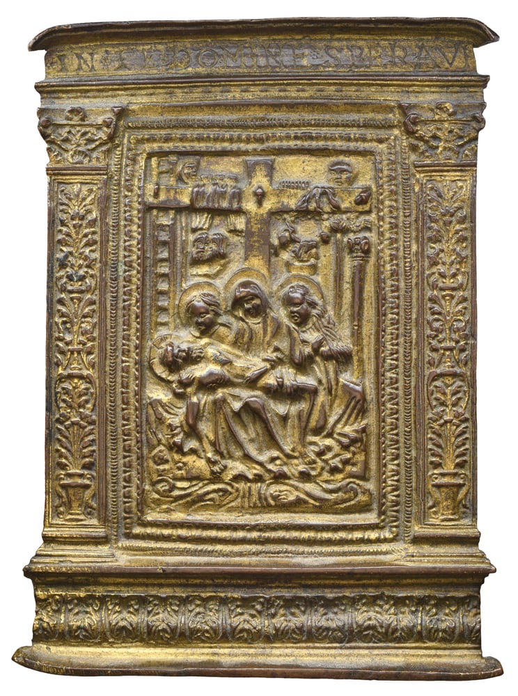 Image of 15th century North Italian gilt bronze pax of the Lamentation