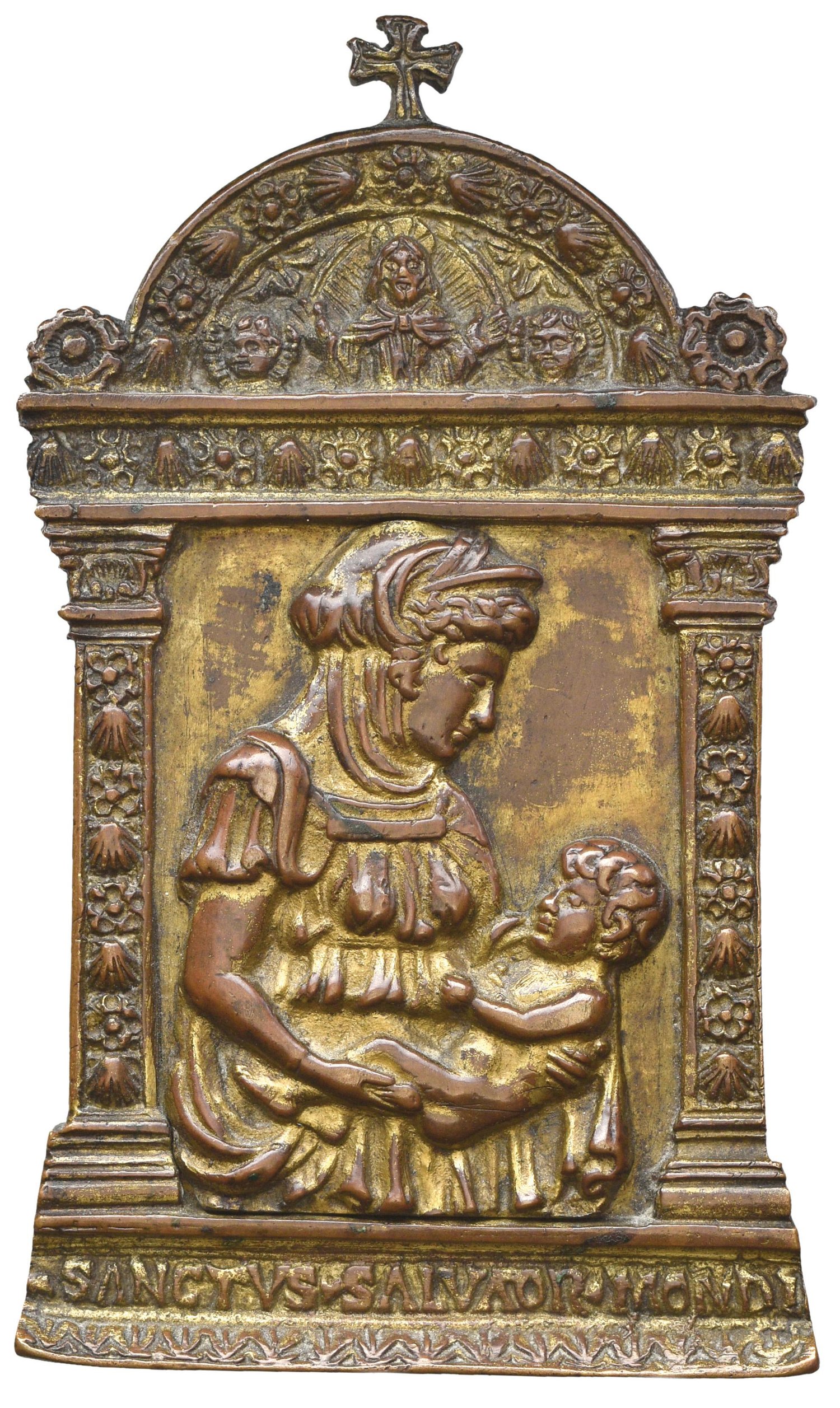 Image of 15th century gilt bronze pax of the Virgin and Child, after Donatello