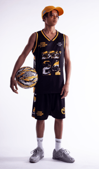 Image 5 of Black & grey tiger camo basketball set