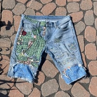 Image 1 of TNG Hand Stitched & Embroidered Jean Shorts