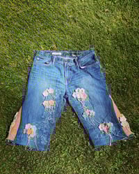 Image 1 of TNG Crocheted Flower Jean Shorts