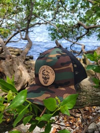 Image 1 of "Insanity Skull" Leather Patch Camo Snap Back