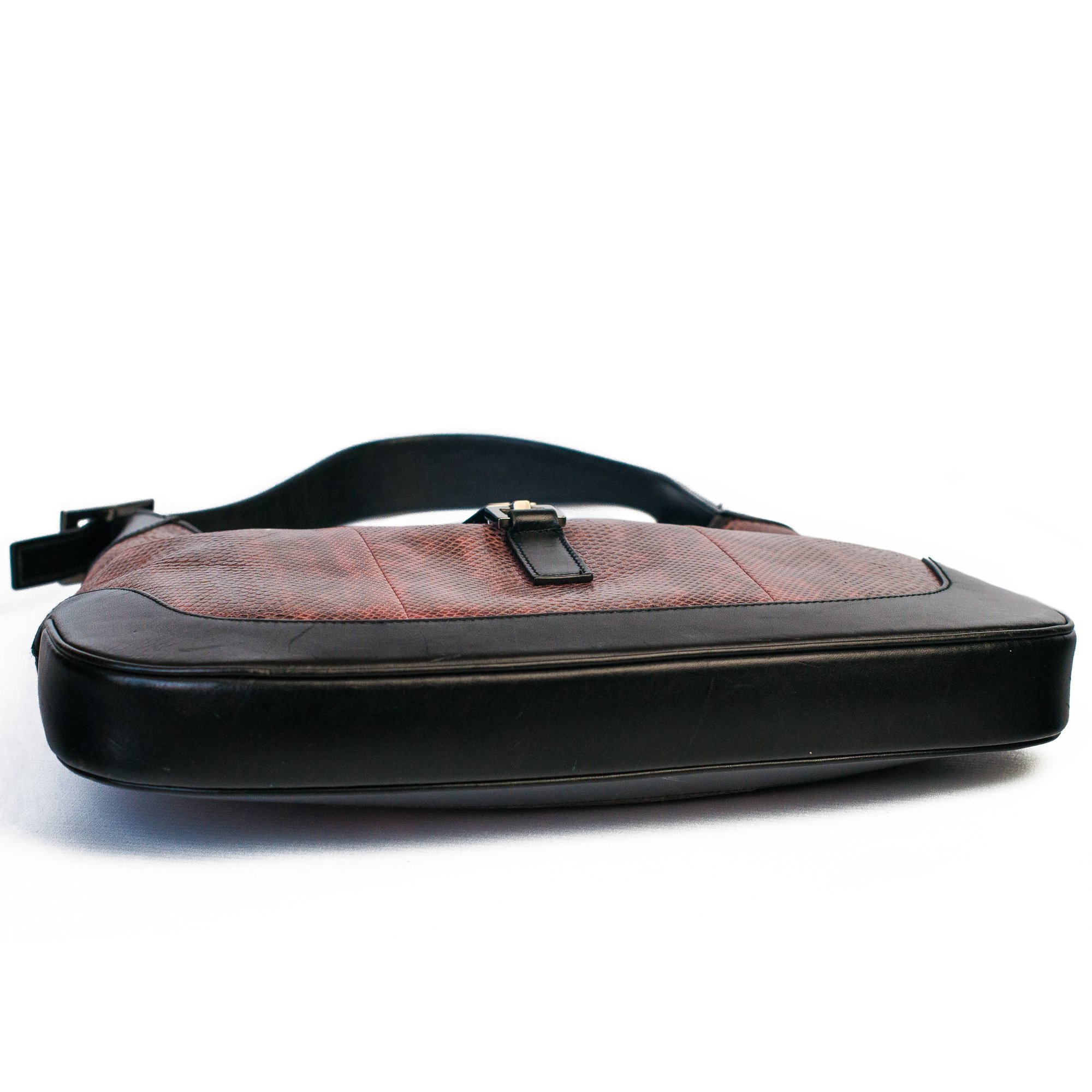 Image of Gucci Jackie Red Snakeskin Shoulder Bag