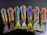 Image 1 of Multi-Colored Dichroic Glass One-Hitter Smoking Pipe