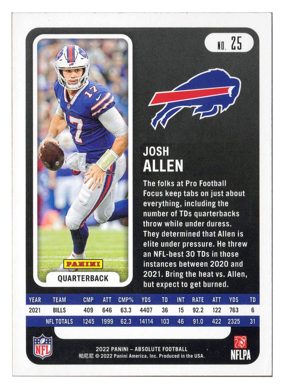 JOSH ALLEN 2022 ABSOLUTE FOOTBALL