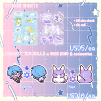 A6 STICKER SHEETS & 7CM SQUEAKY DOLL