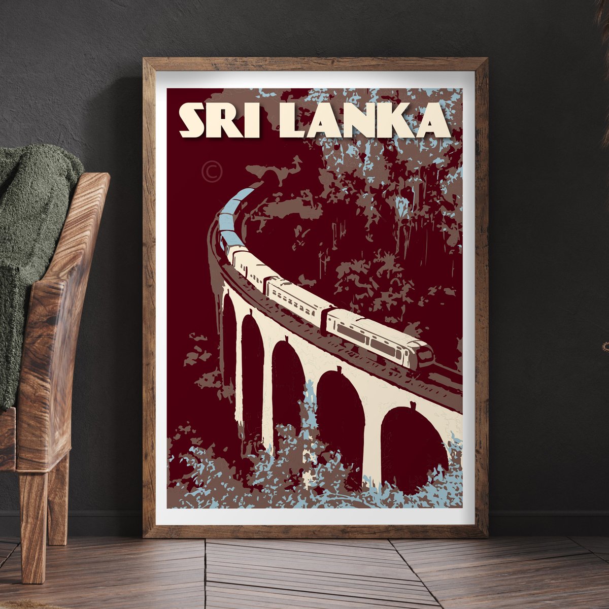 Image of Vintage Poster Sri Lanka - Nine Arch Bridge - Fine Art Print