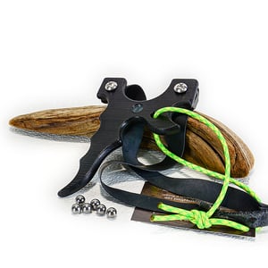 Image of Slingshot, Slimline Black Textured HDPE Catapult, Right Handed Sling shot, Target Shooter