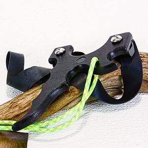 Image of Slingshot, Slimline Black Textured HDPE Catapult, Right Handed Sling shot, Target Shooter