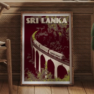 Image of Vintage Poster Sri Lanka - Nine Arch Bridge - Green - Fine Art Print