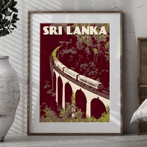 Image of Vintage Poster Sri Lanka - Nine Arch Bridge - Green - Fine Art Print