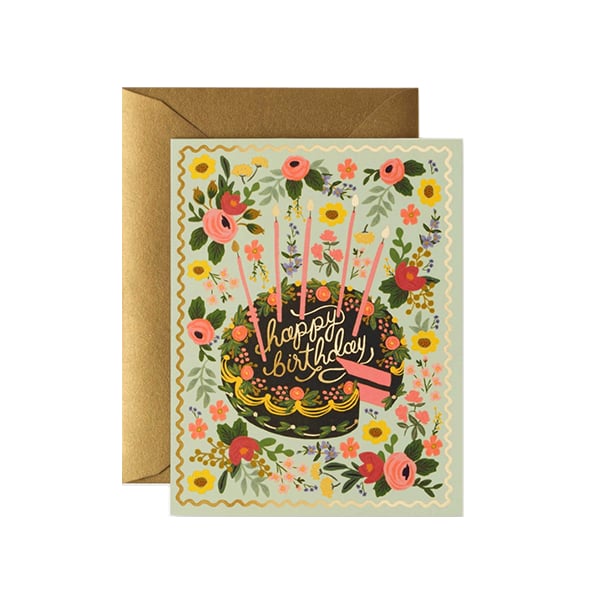Image of Floral Cake Birthday Greeting Card