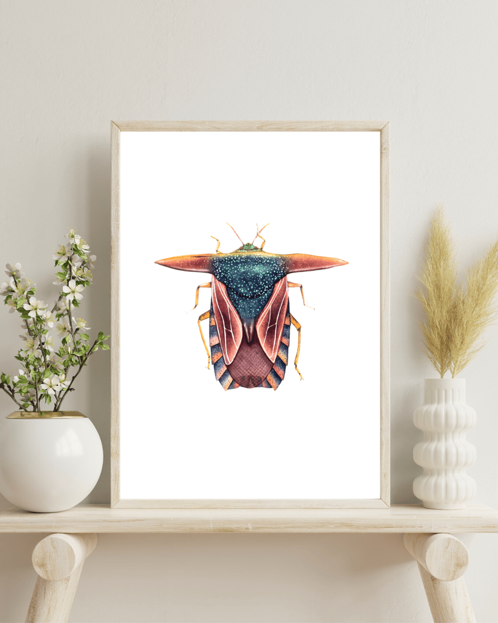 Image of Pygoplatys lancifer Beetle Watercolor Illustration PRINT 
