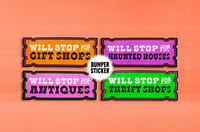 Image 2 of Will Stop For Antiques/Thrift Shops/Gift Shops/Haunted Houses Bumper Sticker 