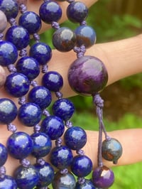 Image 1 of Lapis Lazuli and Sugilite Mala, Lapis 108 Bead Hand Knotted Gemstone Mala, Sugilite Necklace