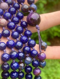 Image 3 of Lapis Lazuli and Sugilite Mala, Lapis 108 Bead Hand Knotted Gemstone Mala, Sugilite Necklace