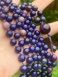 Image 2 of Lapis Lazuli and Sugilite Mala, Lapis 108 Bead Hand Knotted Gemstone Mala, Sugilite Necklace