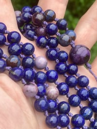 Image 4 of Lapis Lazuli and Sugilite Mala, Lapis 108 Bead Hand Knotted Gemstone Mala, Sugilite Necklace