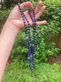Image 5 of Lapis Lazuli and Sugilite Mala, Lapis 108 Bead Hand Knotted Gemstone Mala, Sugilite Necklace