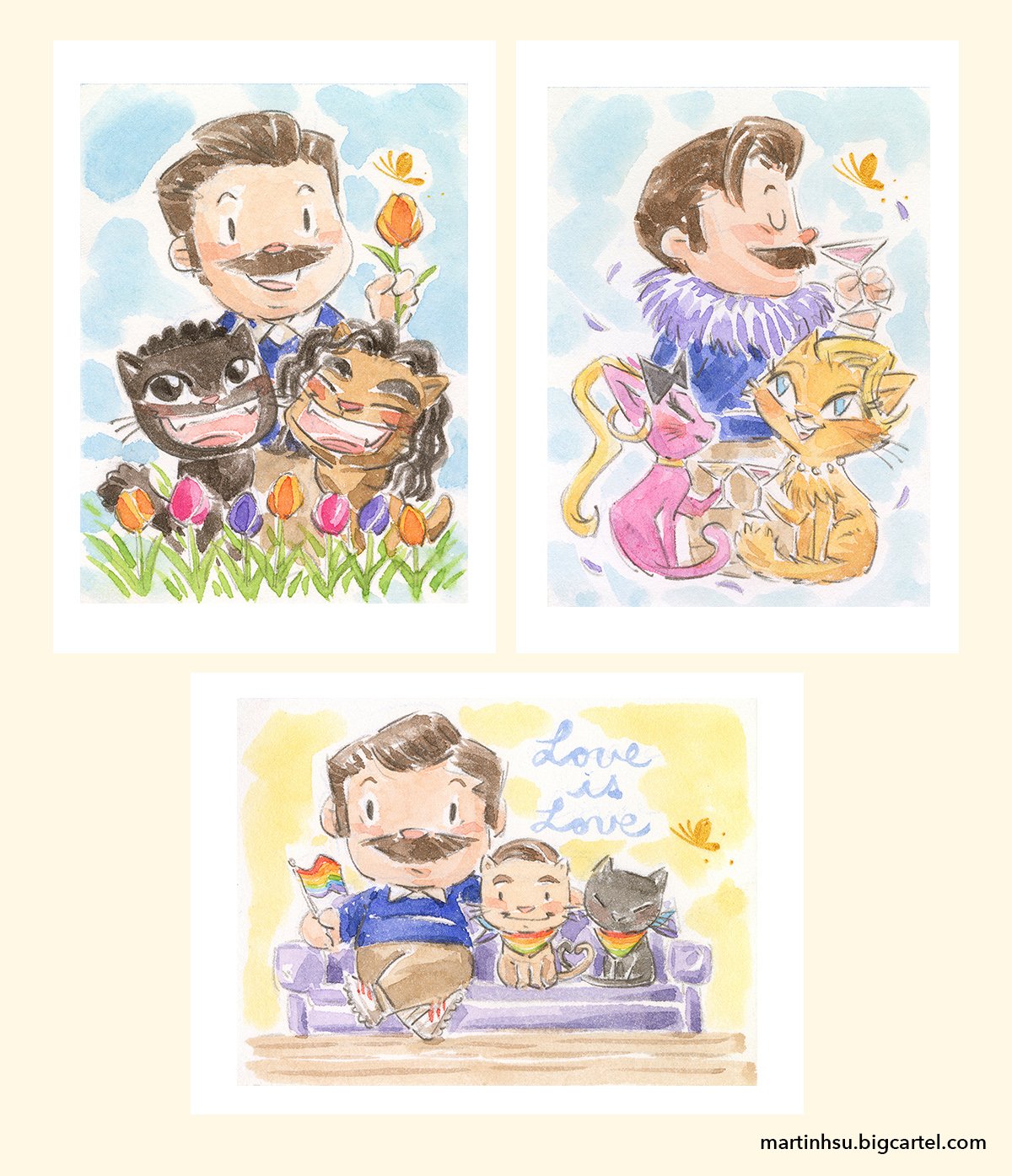 Ted Lasso and Cats III | 3-Pack 5 x 7" Prints | SDCC 2023