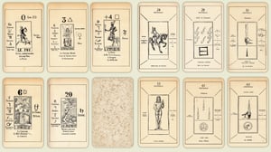 Image of  Papus Tarot Cards c. 1909, Jean Gabriel Goulinat - Antique Egyptian -- Color & B/W 