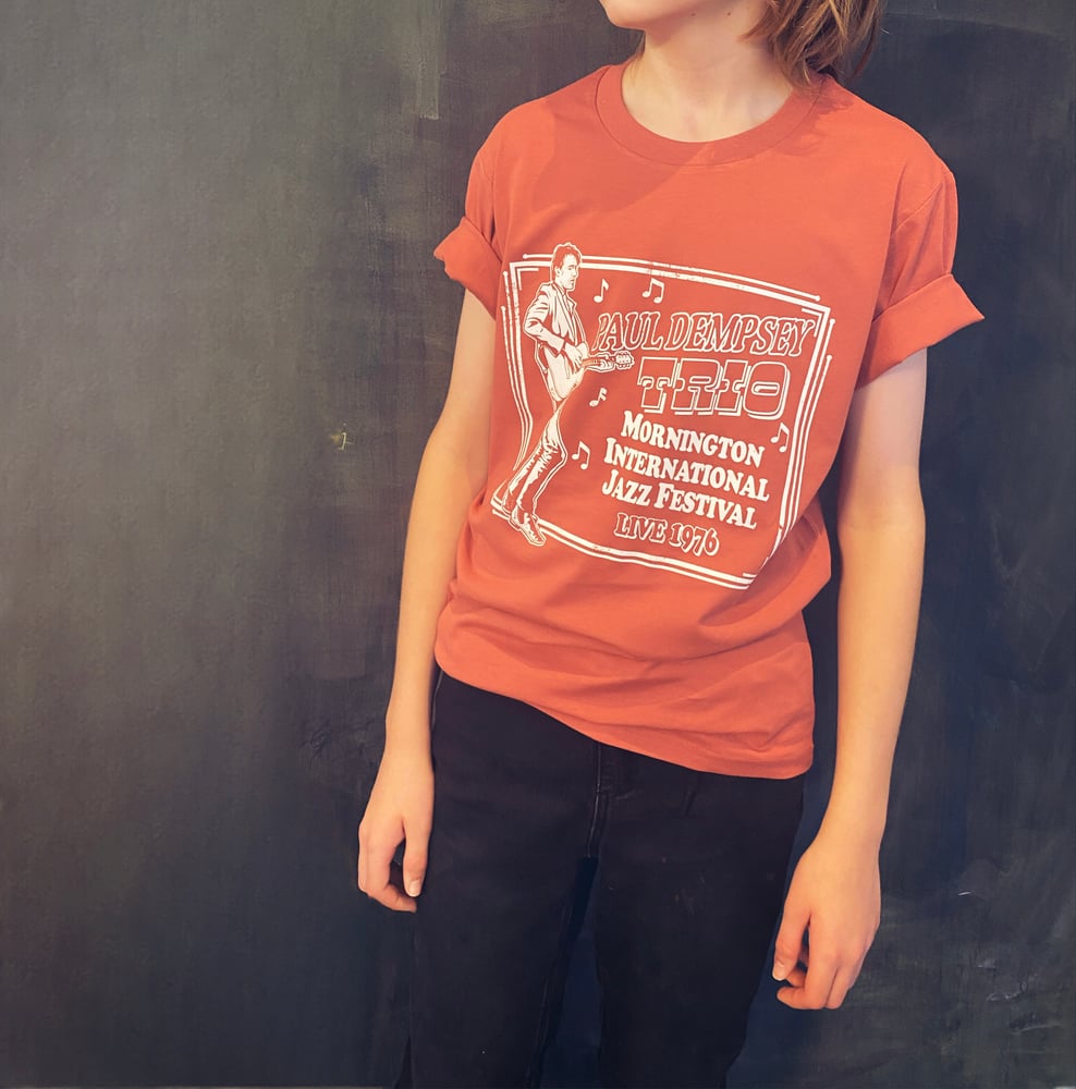 Image of Paul Dempsey 'Mornington Jazz Festival 1976' t-shirt on coral