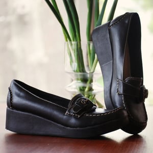 Image of Black Wedge Heel Loafers