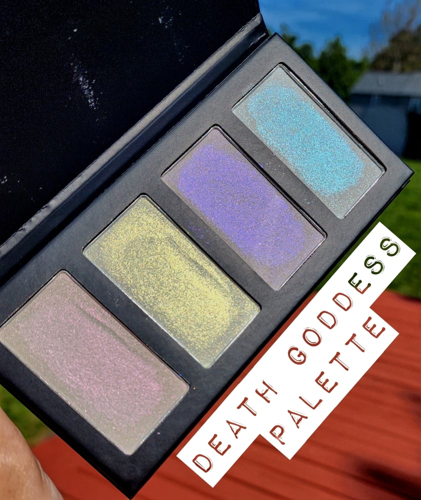 Image of Death Goddess Highlighter Palette Shimmery Neon Iridescents 