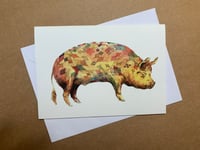 Patchwork Pig Greeting Card by Alice Alderson