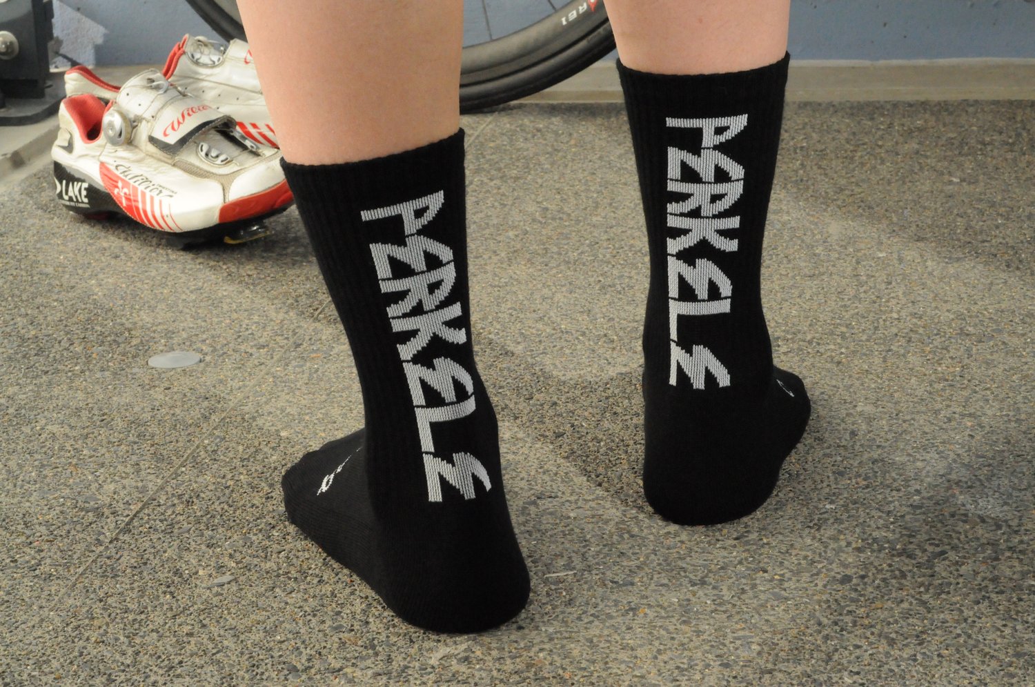 Image of Black 7 inch tall 'PERKELE' sock