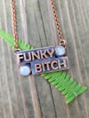 Electroformed Phish inspired FUNKY BITCH necklace with Moonstone 02