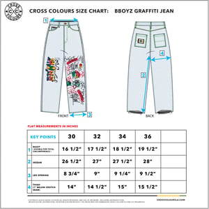 Image of Cross Colours - Oversize Denim Graffiti Jean - Ice Blue Vintage