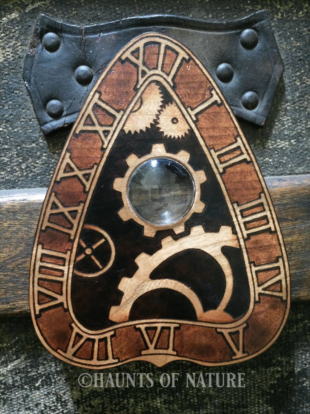 Wood Burned Ouija Planchette: Steampunk