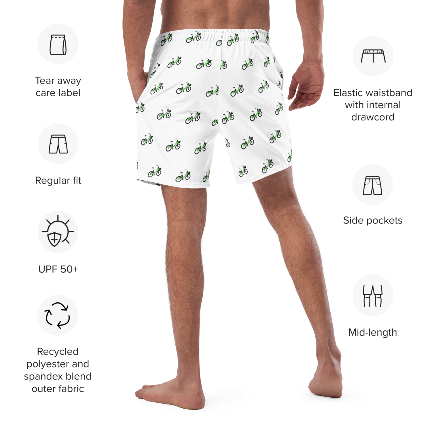 Image of All-Over Print Recycled Swim Trunks