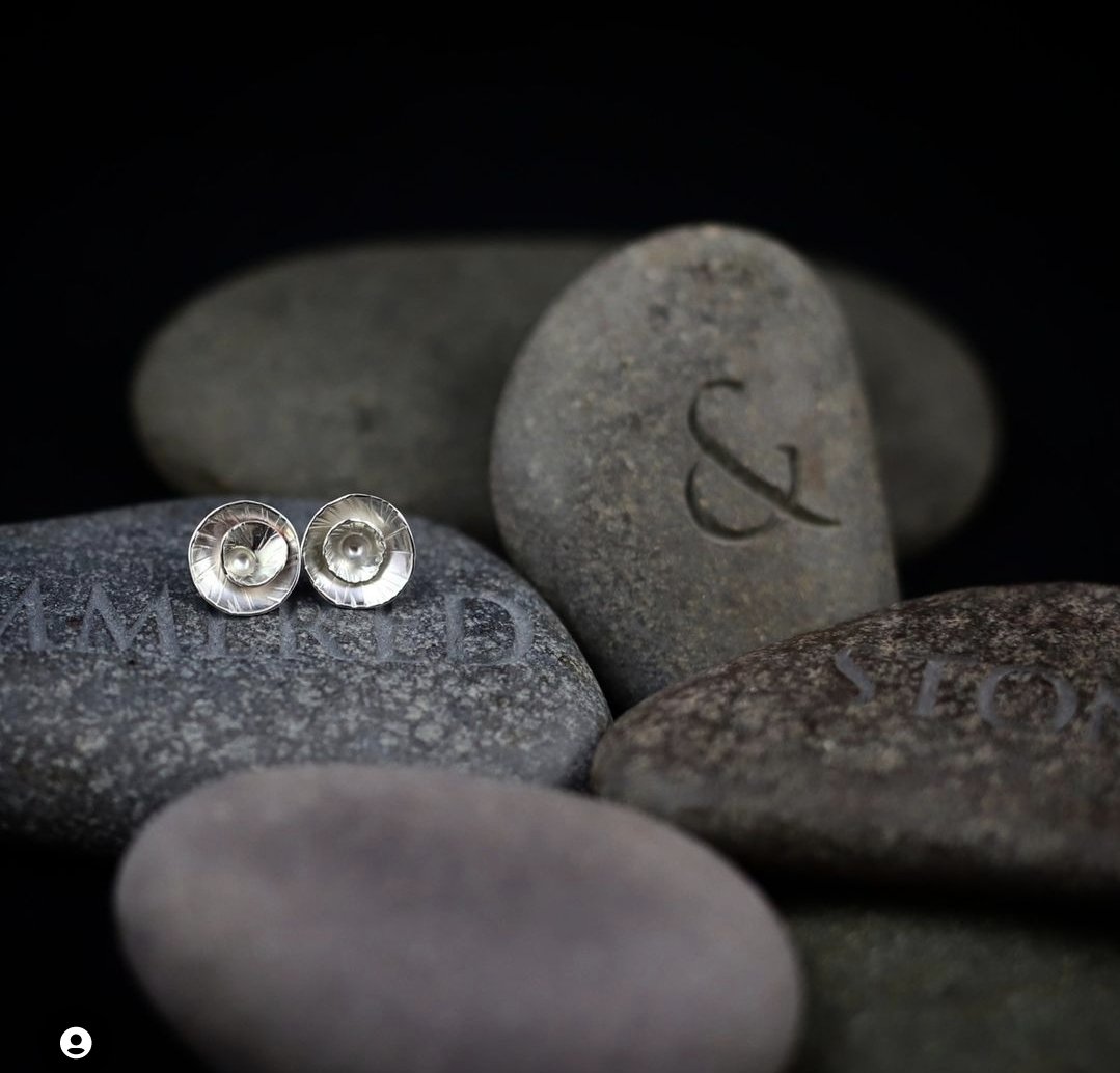 Image of Hammered Blossom Stud Earrings