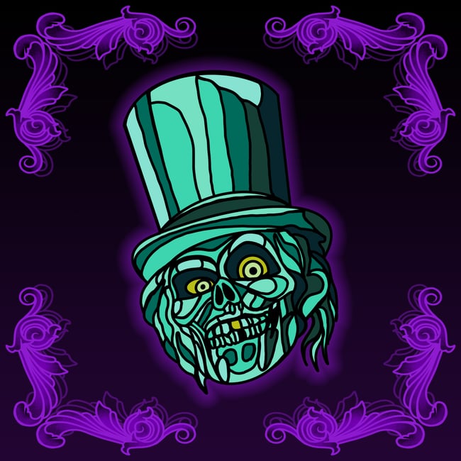 Stained Glass Hat Ghost Enamel 60mm Pin 