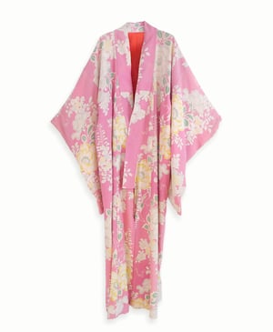 Image of Rosa silke kimono med guldregn