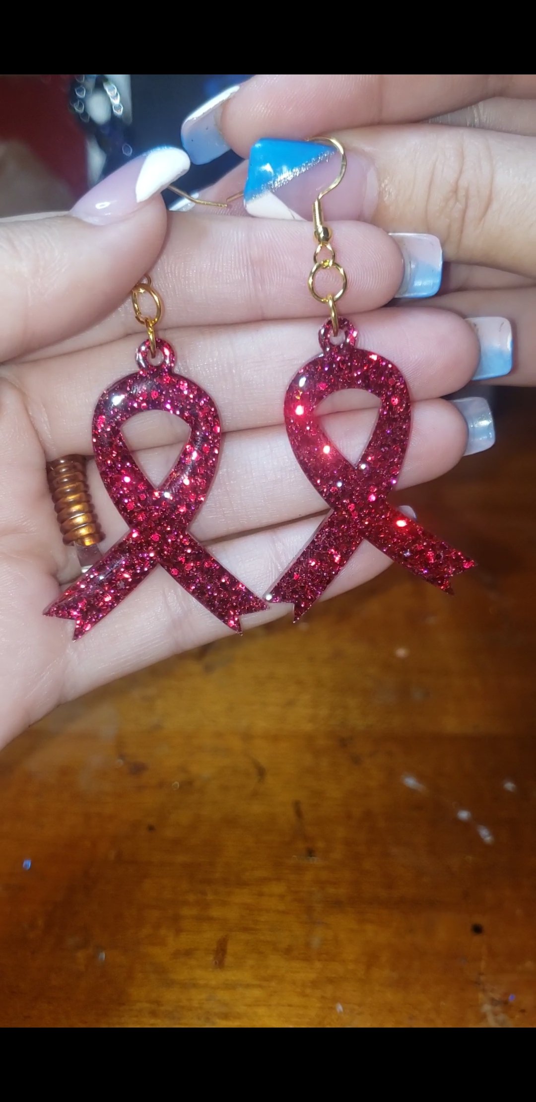 Image of Awareness Ribbon Dangel Earrings 