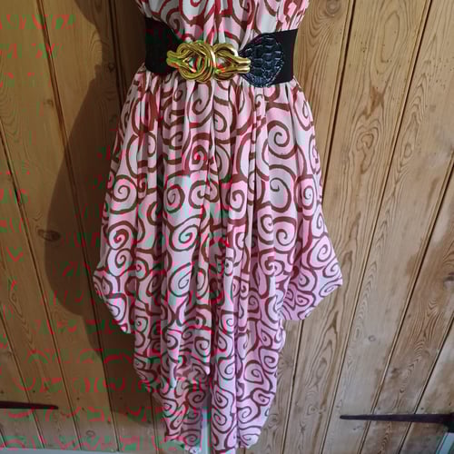 Image of Zero Waste Drape Dress- Pink and White Swirl