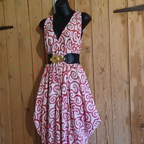 Image of Zero Waste Drape Dress- Pink and White Swirl