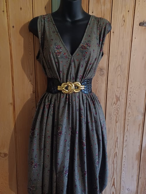 Image of Zero Waste Drape Dress- Vintage Green Floral