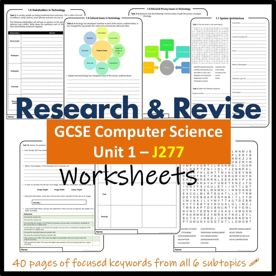 Image of OCR GCSE Computer Science (9-1) - Research & Revise Work Book