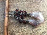 Image 1 of Druzy Agate and Garnet stones earrings