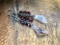 Image 3 of Druzy Agate and Garnet stones earrings